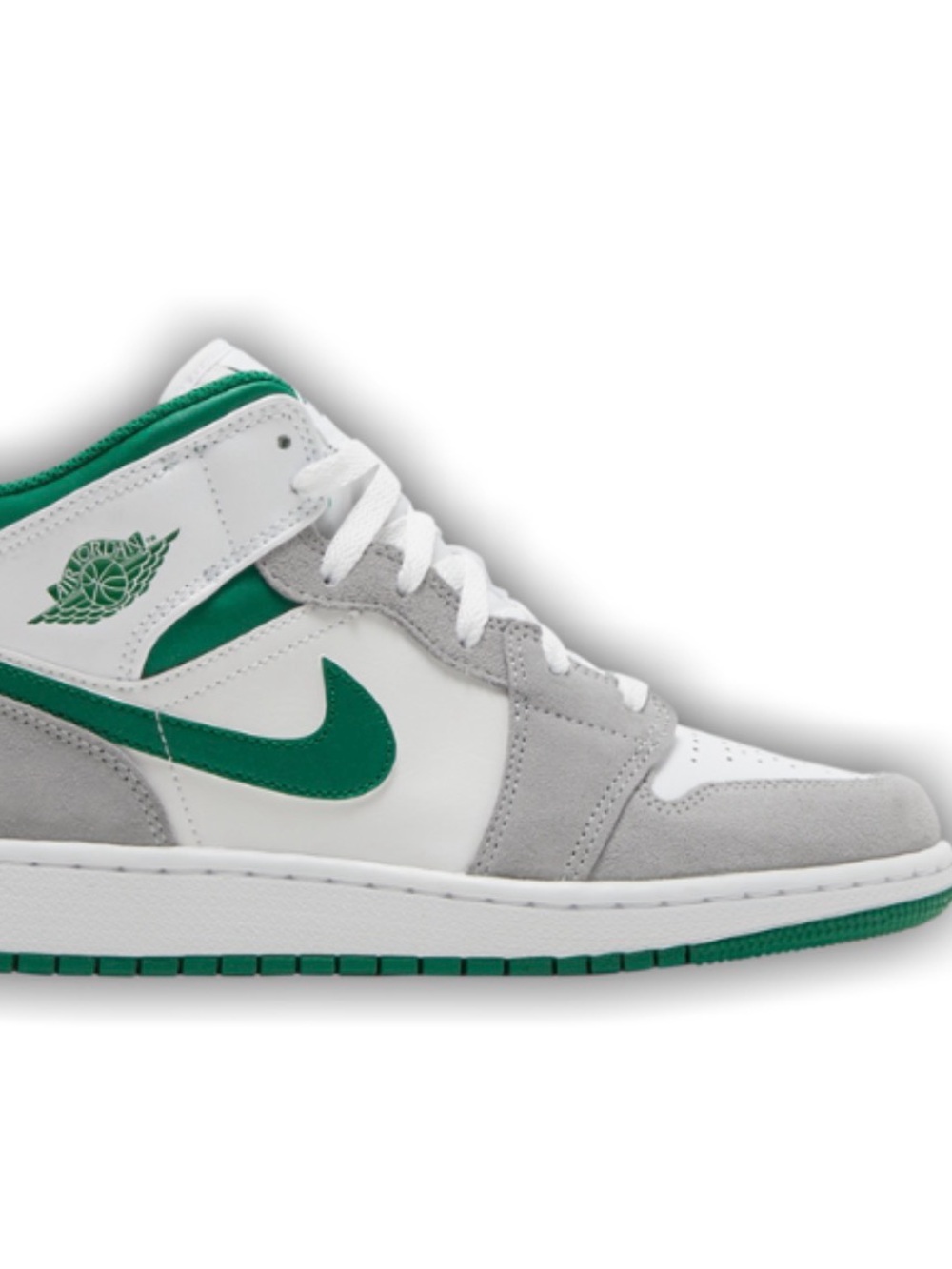 Nike Kids White, Gray & Green Mid-Top Sneakers